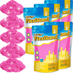 NiToy FlexiSand 11lb pack open bag showing vibrant hot pink sand for extended creative play.