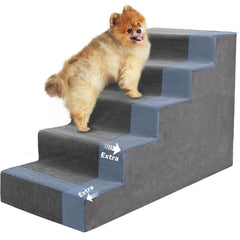Niubya Dog Stairs five-step grey design for easy access to high beds and couches.