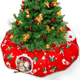 Niuyhe cat tunnel christmas-tree-skirt unfolded circular view for cozy tree base and play space