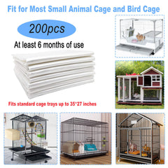 Niwaes 200-pcs pack image demonstrates fit for 35x27 cages, enabling mess-free routine.