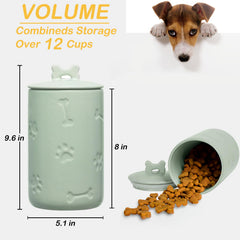 NIXBYO ceramic dog-cookie-jar green glaze for farmhouse style and easy access