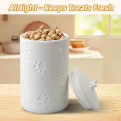 NIXBYO dog treat jar features bone and paw designs for stylish storage.