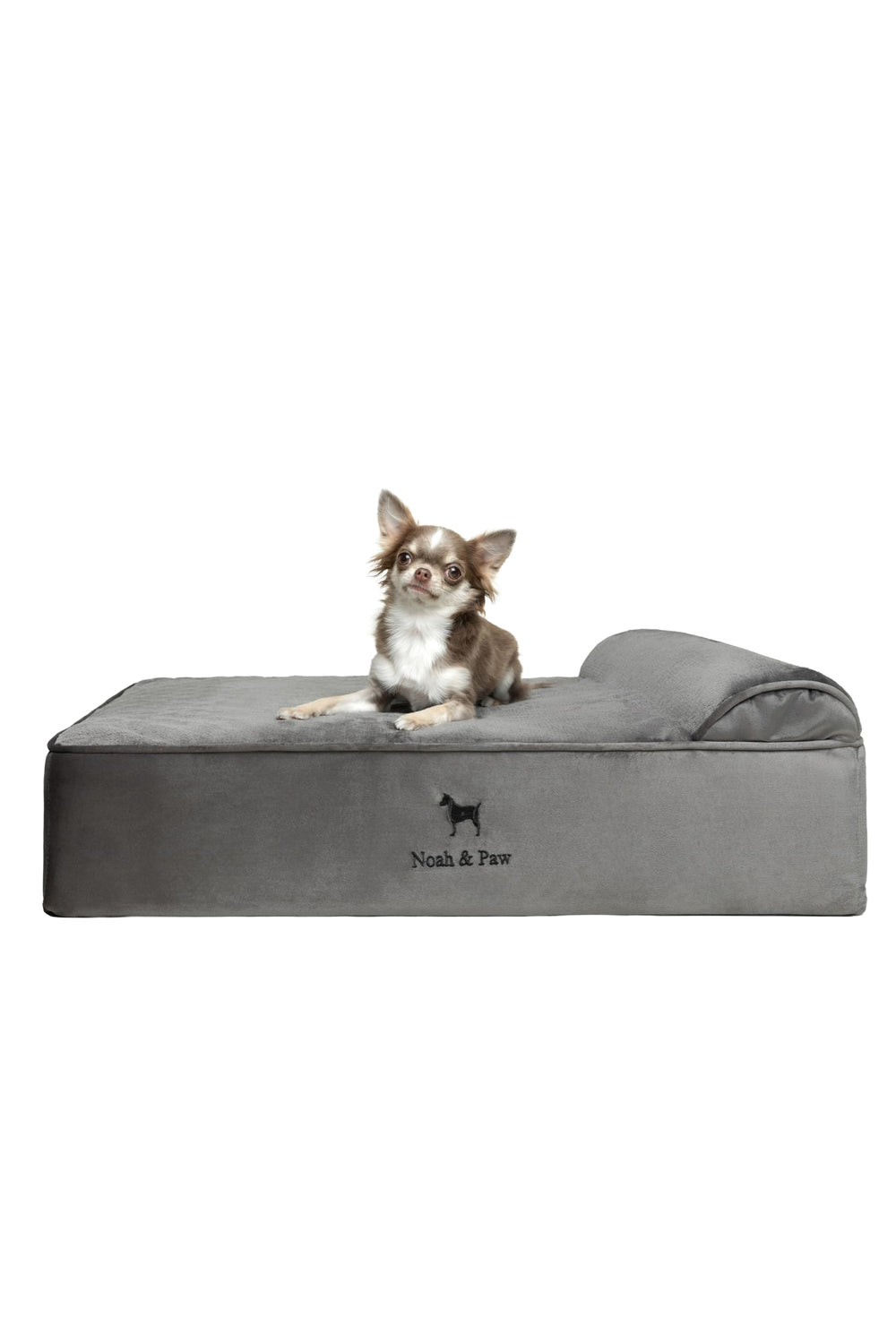 NOAH & PAW dog bed outer cover closeup shows waterproof protection for easy cleaning.