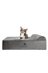 NOAH & PAW dog bed outer cover closeup shows waterproof protection for easy cleaning.