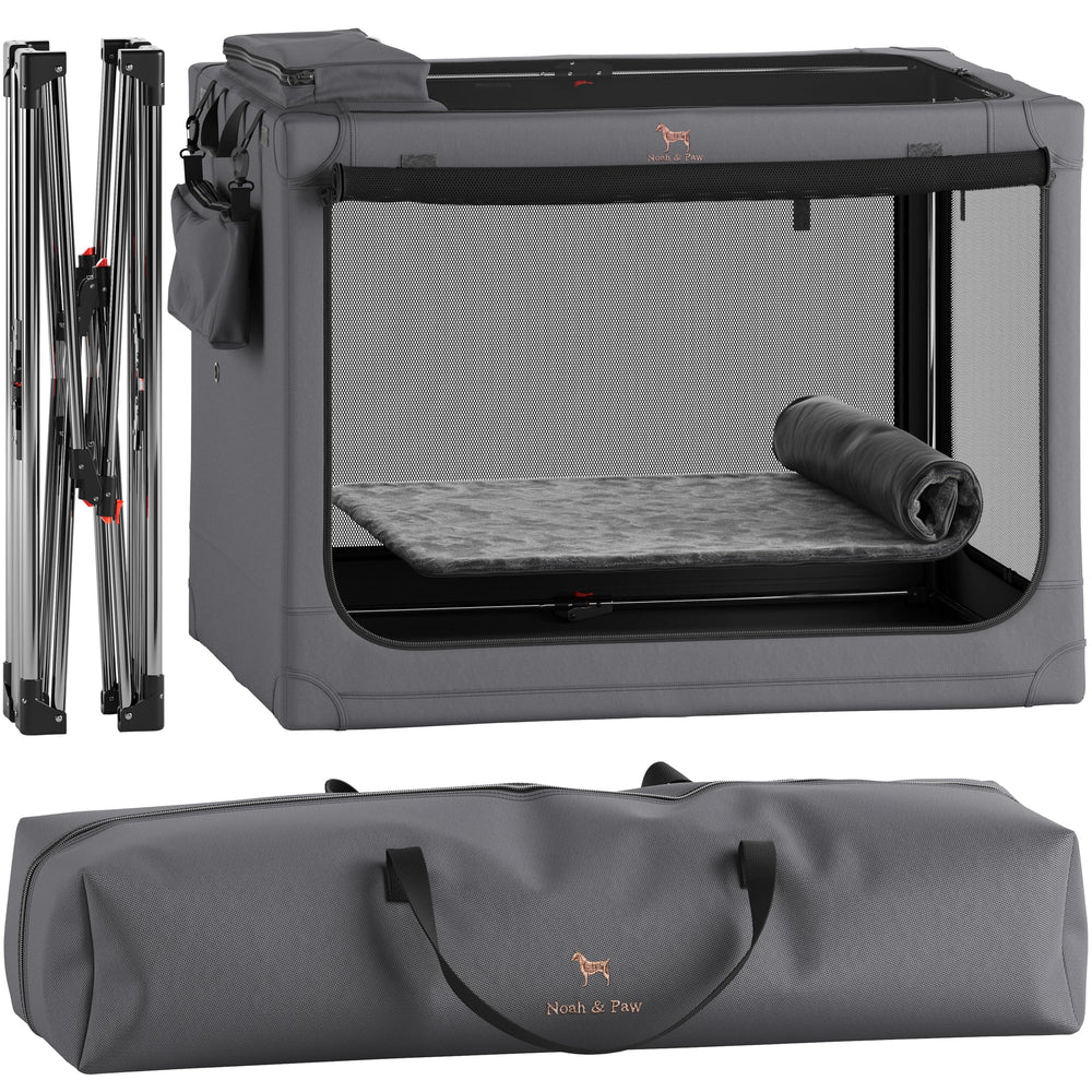 Noah & Paw 42-inch crate frame with stainless-steel support for durable travel.