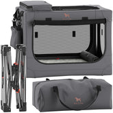 Noah & Paw collapsible dog crate folded for space-saving storage.