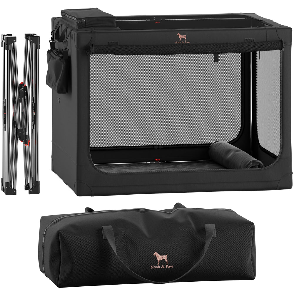Noah & Paw collapsible crate frame shown for portable travel setup