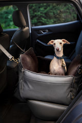 Noah & Paw vegan leather exterior adds stylish durability for car travel.