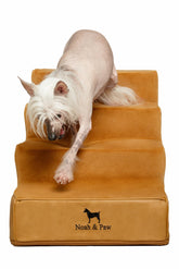 Noah & Paw dog stairs leather collection close-up plush fabric for comfortable climbs