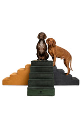 NOAH & PAW dog stairs leather collection front view shows durable vegan leather and plush fabric