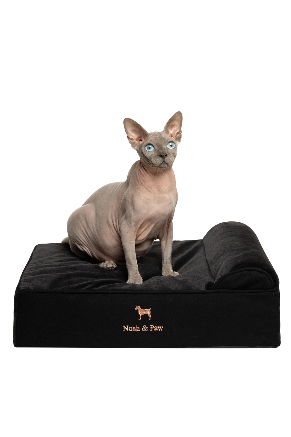 NOAH & PAW Small Dog Bed denim collection front view for orthopedic comfort.