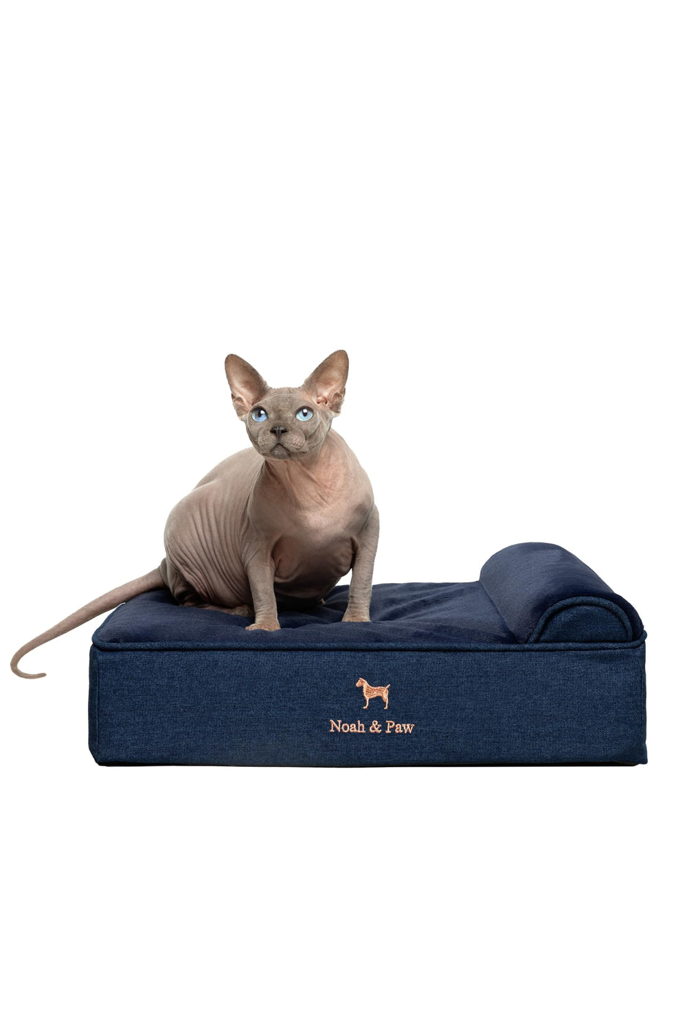 NOAH & PAW small dog bed denim cover shows durable washable outer layer.
