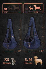 Noah & Paw small-dog sling supports pets 5-18 lbs during daily outings.