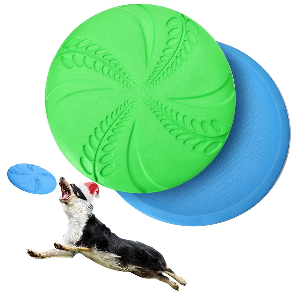 Nobleza dog disc front view shows blue-green colors for easy tracking during fetch