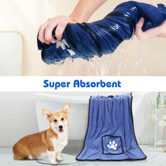 Nobleza dog towel durable stitches ensure long-lasting bath time use.