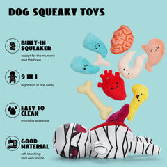 Nocciola Zombie Mummy dog toy organs-stomach: durable plush with playful squeaks.
