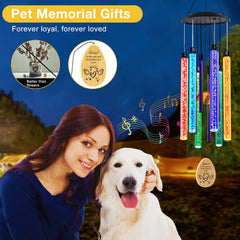 Noillow solar wind chime LED tubes glow through colors, creating a peaceful rainbow tribute