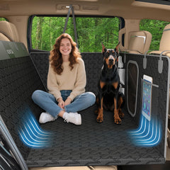 NOMTOS upgraded durable hard bottom dog seat cover protects seats during daily rides.