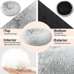 Nononfish 28in gray dog bed side bolster close-up for gentle support