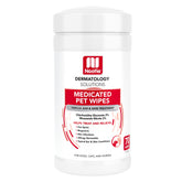 Nootie Medicated Wipes showing active ingredients for skin and ear care in pets.