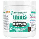 Nootie Progility bottle front showing mini chews for immune, heart, and eye health.