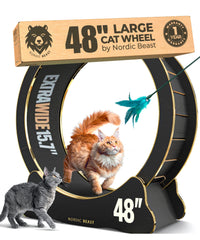 Nordic Beast Gold 48'' cat wheel side view shows roomy surface for large cats