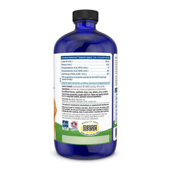 Nordic Naturals Pet Cod Liver Oil being poured over dog food delivering 1048 mg omega-3 per teaspoon
