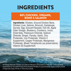 Northwest Naturals freeze-dried chicken-salmon dog food close-up nuggets texture and palatability.