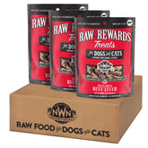 Northwest Naturals packaging on shelf shows freeze-dried beef liver treats, convenient for busy households.