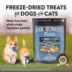 Northwest Naturals Raw Rewards bite-sized pieces suitable for dogs and cats of all sizes.