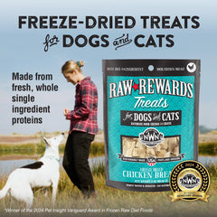 Close-up of Northwest Naturals Raw Rewards chicken breast bites for dogs and cats.