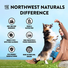 Northwest Naturals Raw Rewards chicken neck usa-label closeup underscores USA-made quality.