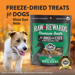 Northwest Naturals Raw Rewards duck neck crunchy texture, ideal bite-sized rewards for pets.