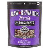 Northwest Naturals Raw Rewards pork liver treats packaging shows premium, human-grade quality.