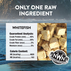 Northwest Naturals Raw Rewards cat-friendly bite-sized whitefish treats for picky eaters.