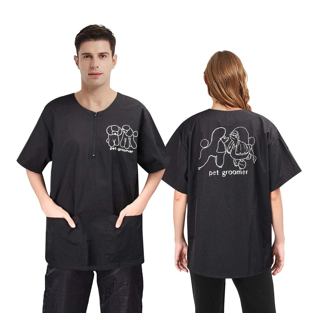 Noverlife grooming smock with pockets keeps tools within reach during pet grooming
