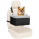NOVOLAB dog car seat front view highlights elevated comfort for small pets on road trips.