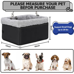 NOVOLAB dog car seat side-clip safety demonstrates secure restraint inside the booster for travel confidence.