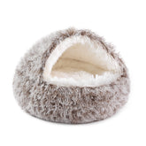 Noyal Round Hooded Donut Bed fabric closeup showing plush warmth and premium texture.