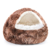 Noyal round hooded donut bed hood detail highlights secure nap zone
