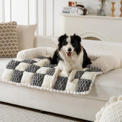 Npetrsnug dog couch bed bluegrey-white fabric shows plush comfort for naps