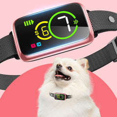 NQQHNN 1S Stop Bark Collar front view shows slim, humane design for gentle correction.