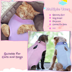 Nuanchu cat recovery suit back-opening design enables quick on/off.