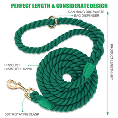 NUGUTIC handmade cotton rope leash shown close-up for cushioned grip