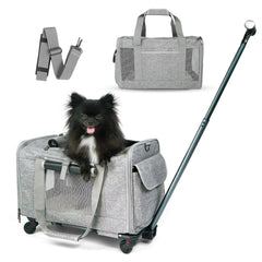 NULLA pet carrier with wheels under-seat compatibility for easy airline travel.
