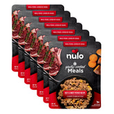 Nulo Gently-Cooked Meals beef-sweet-potato pouch for convenient, complete nutrition at mealtime.