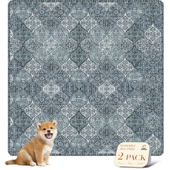 Nunubaby washable pee pad blue-pattern front view protects floors stylishly