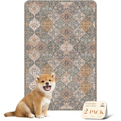 nunubaby washable pee pad stylish-brown-multi protects floors with elegant pattern