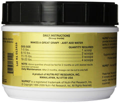 Nupro Nutri-Pet vitamin-mineral-enzymes panel highlighting nutrient-rich formula
