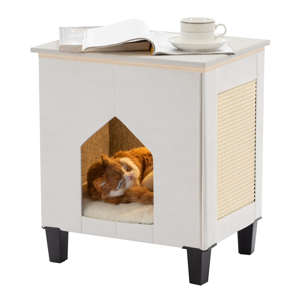 nuromy cat house entrance view with soft fur cushion supporting warmth and comfort